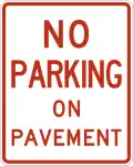 No parking on pavement