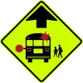 U.S. (new) school bus stop ahead sign.