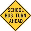 School bus turn ahead sign, Ohio