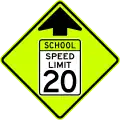 U.S. school speed zone ahead.