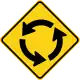 U.S. and Canada roundabout / traffic circle ahead sign.