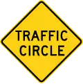 U.S. Traffic circle ahead sign.
