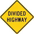 Alternate U.S. divided highway ahead sign.