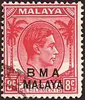 Stamp overprinted by the British Military Administration