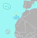 توسع القشتاليين والبرتغال في الأطلسي (من الشمال إلى الجنوب: الأزور 1431، ماديرا 1418، كناري بدءا من 1402 والرأس الأخضر 1462).