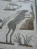 تفاصيل فسيفساء حيوانية (أرنب تقفز).