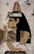 امرأة ترتدي مخروطًا عطريًا، 1350-1300 قبل الميلاد