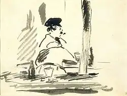Le Bouchon, a brush and ink sketch by إدوارد مانيه, 1878