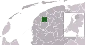 Highlighted position of Menameradiel in a municipal map of Friesland