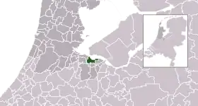 Highlighted position of Naarden in a municipal map of North Holland