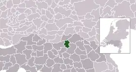 Highlighted position of Maasdonk in a municipal map of North Brabant