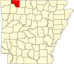 Map of Arkansas highlighting Carroll County
