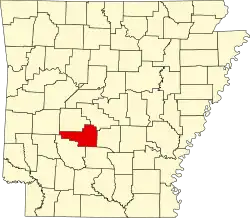 Map of Arkansas highlighting Hot Spring County
