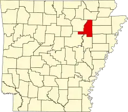 Map of Arkansas highlighting Jackson County