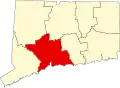 Map of Connecticut highlighting New Haven County