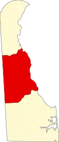 Map of Delaware highlighting Kent County