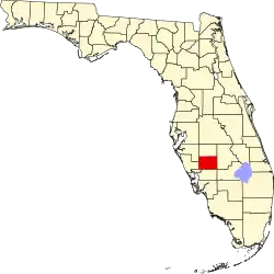 Map of Florida highlighting DeSoto County