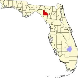 Map of Florida highlighting Lafayette County