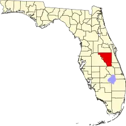 Map of Florida highlighting Osceola County