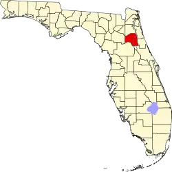 Map of Florida highlighting Putnam County
