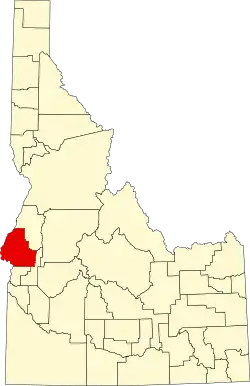 Map of Idaho highlighting Washington County