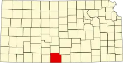 Map of Kansas highlighting Barber County