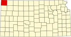 Map of Kansas highlighting Cheyenne County