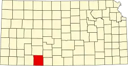Map of Kansas highlighting Clark County