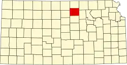 Map of Kansas highlighting Cloud County