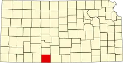 Map of Kansas highlighting Comanche County