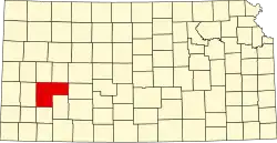 Map of Kansas highlighting Finney County