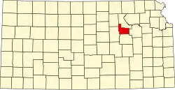 Map of Kansas highlighting Geary County