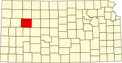 Map of Kansas highlighting Gove County
