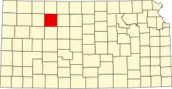 Map of Kansas highlighting Graham County