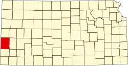 Map of Kansas highlighting Hamilton County