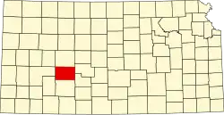 Map of Kansas highlighting Hodgeman County