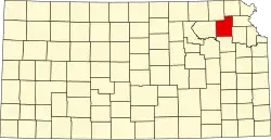 Map of Kansas highlighting Jackson County