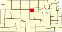 Map of Kansas highlighting Lincoln County