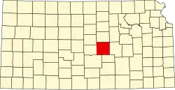 Map of Kansas highlighting McPherson County