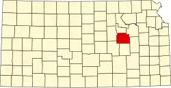 Map of Kansas highlighting Morris County