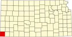 Map of Kansas highlighting Morton County