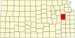 Map of Kansas highlighting Osage County