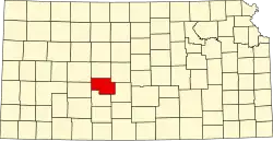 Map of Kansas highlighting Pawnee County