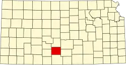 Map of Kansas highlighting Pratt County