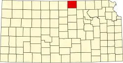 Map of Kansas highlighting Republic County