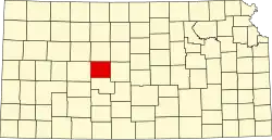 Map of Kansas highlighting Rush County