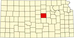 Map of Kansas highlighting Saline County