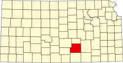 Map of Kansas highlighting Sedgwick County