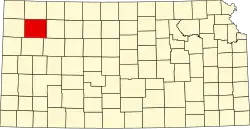 Map of Kansas highlighting Thomas County