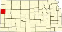 Map of Kansas highlighting Wallace County